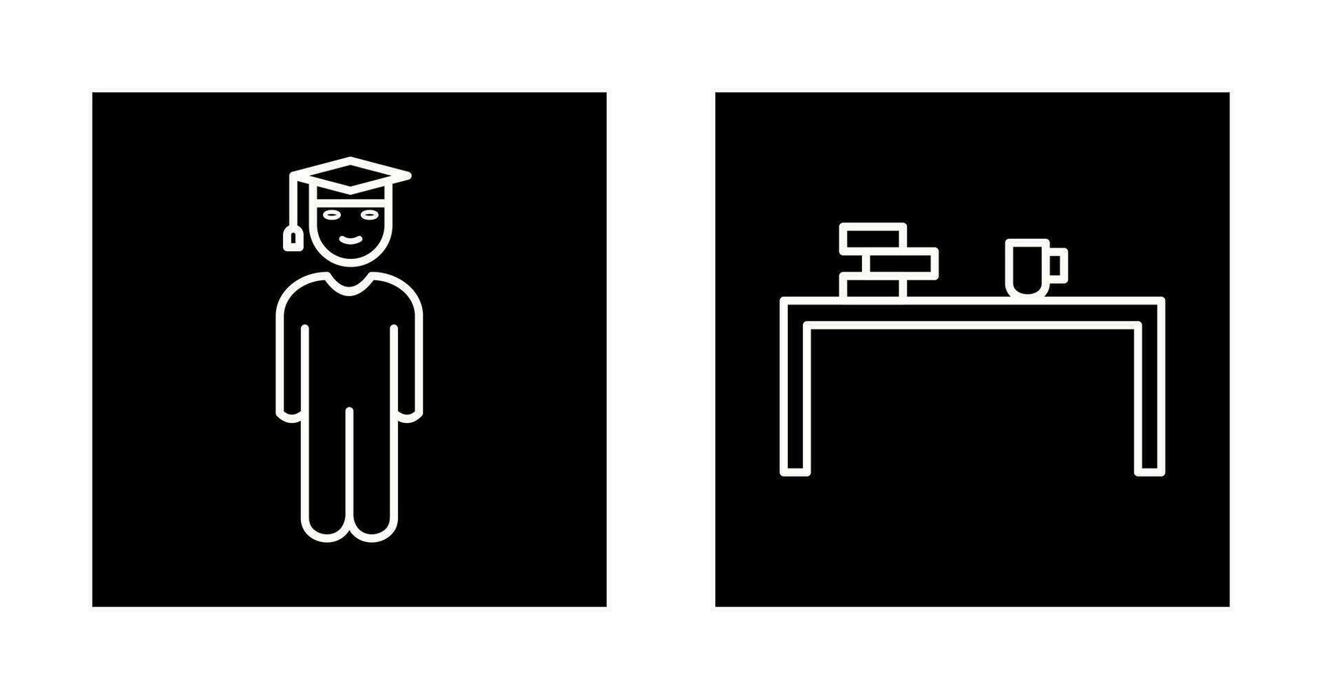 student standing and studying desk Icon vector