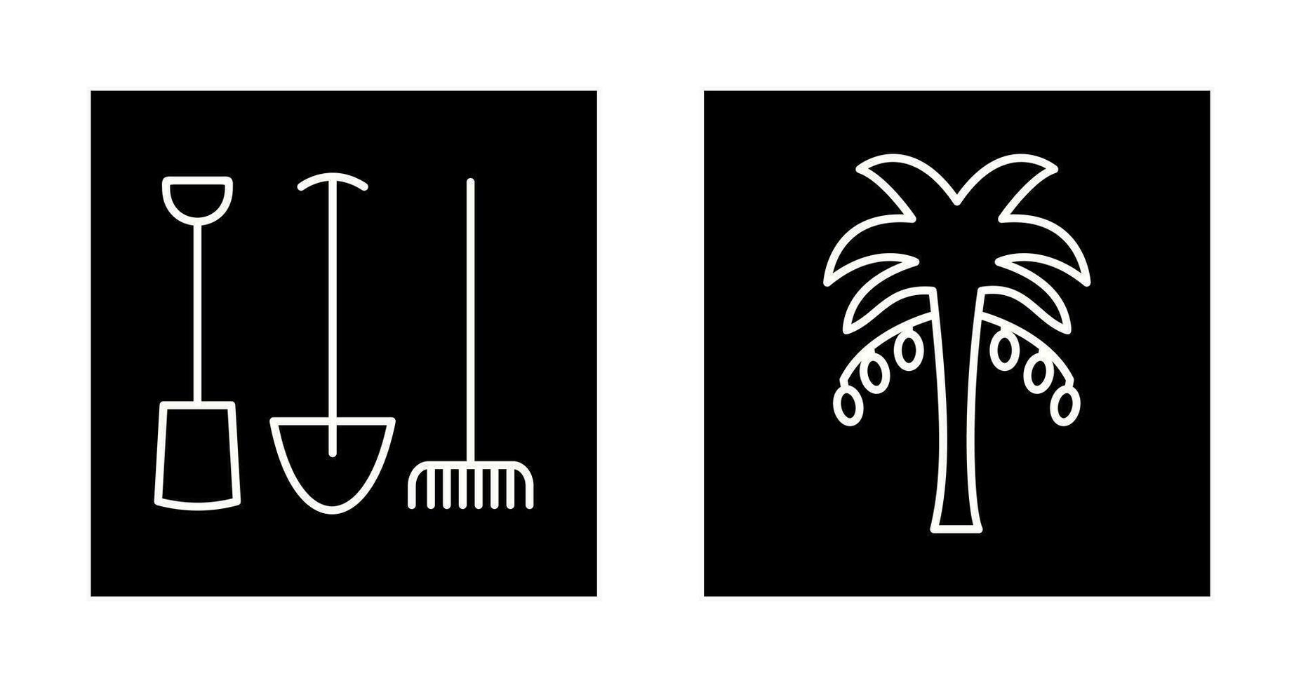 Gardening Tools and Palm tree Icon vector