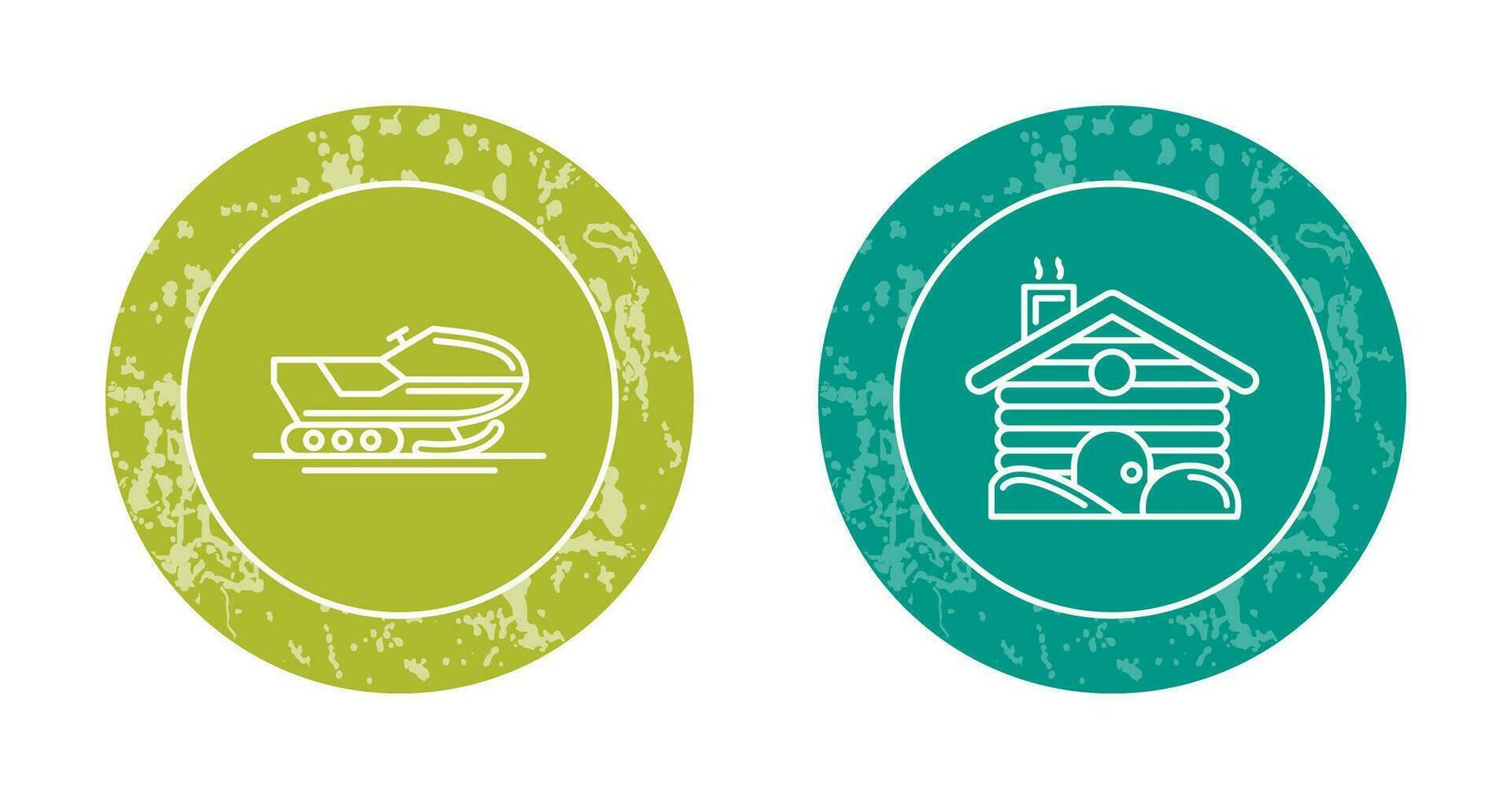 Snowmobile and Cabin Icon vector