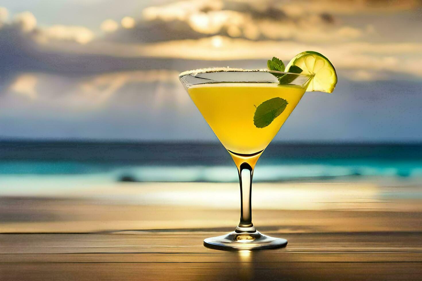 cocktail on the beach. AI-Generated photo