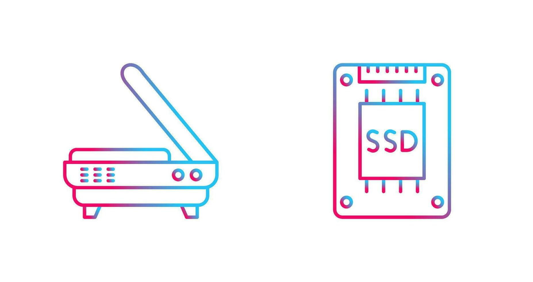 Scanner and Hard drive Icon vector