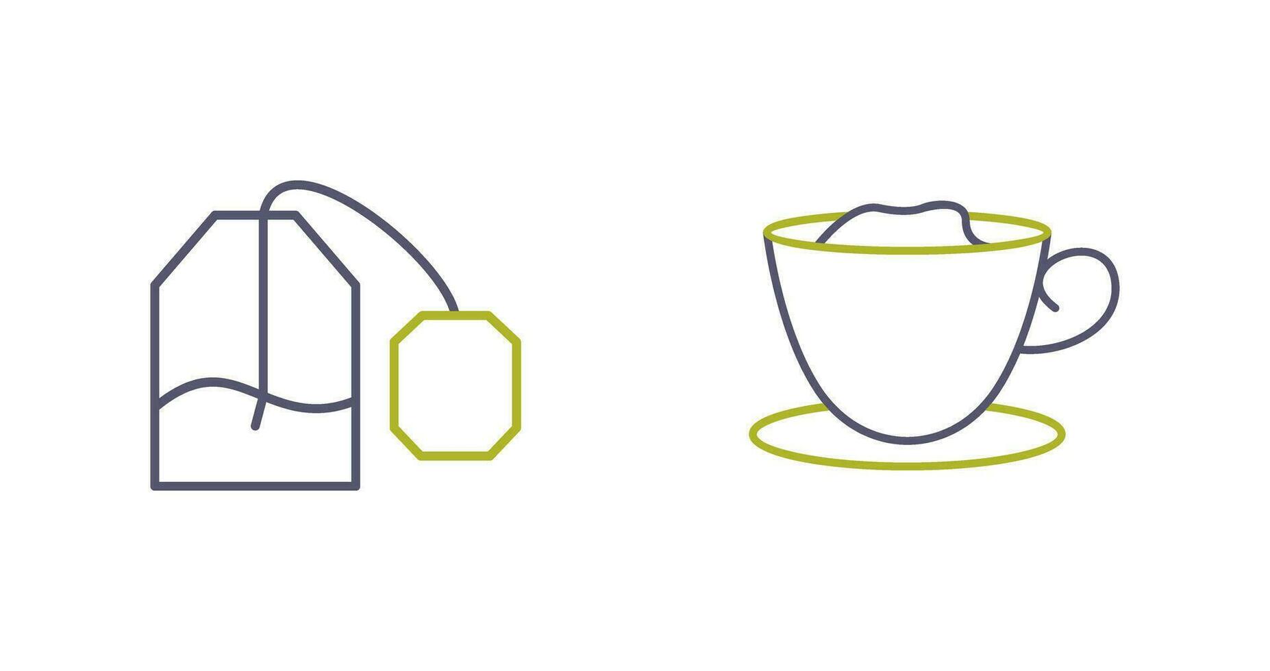 té bolso y cremoso café icono vector