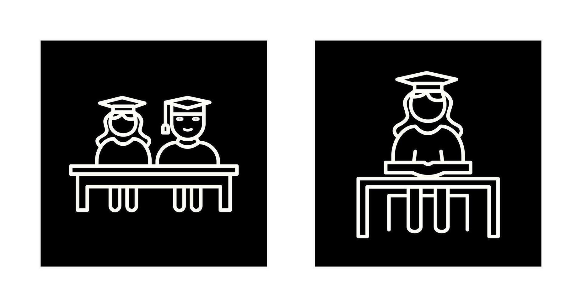 Students Sitting and Female Student Icon vector