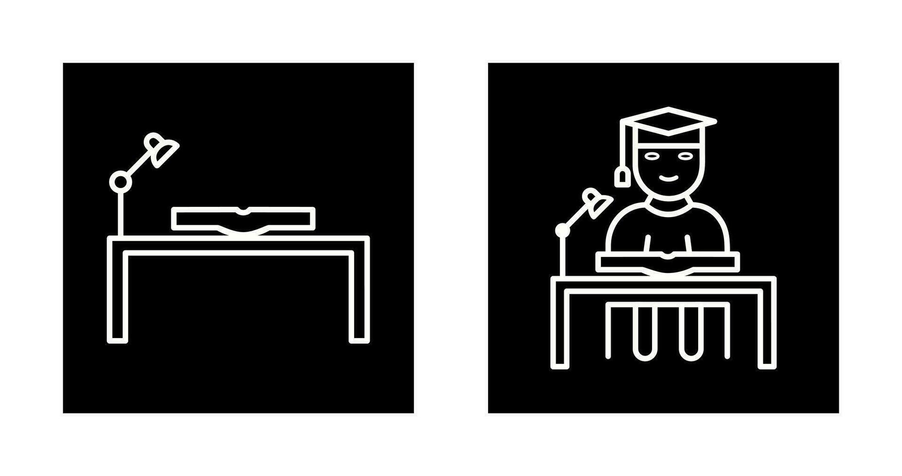 study desk and studying on desk  Icon vector