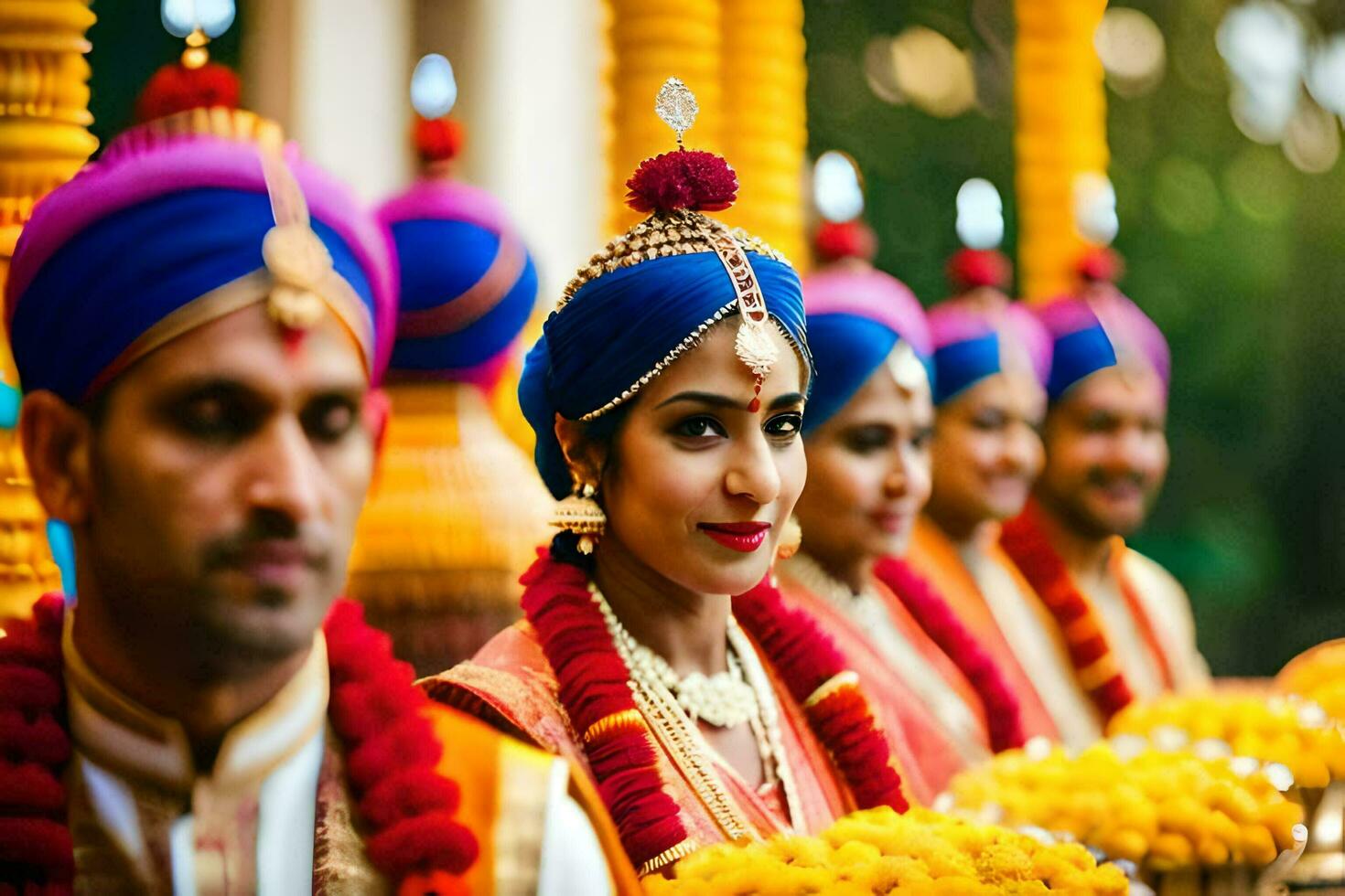 indio Boda ceremonia en India. generado por ai foto