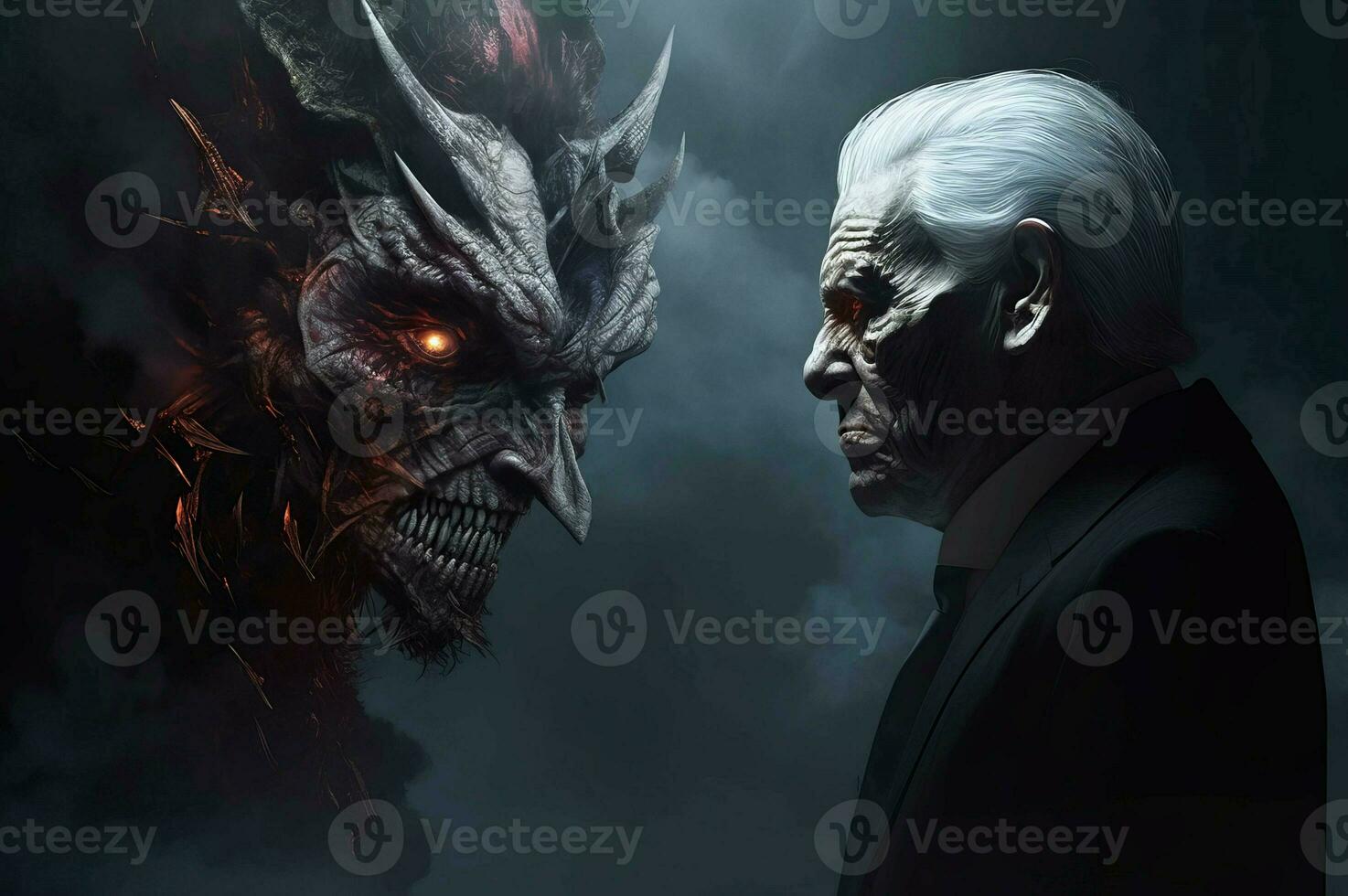 Tyrant corruption concept art person. Generate Ai photo