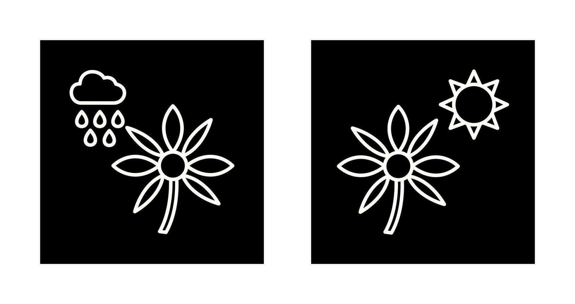 Flower with rain and Flower  Icon vector