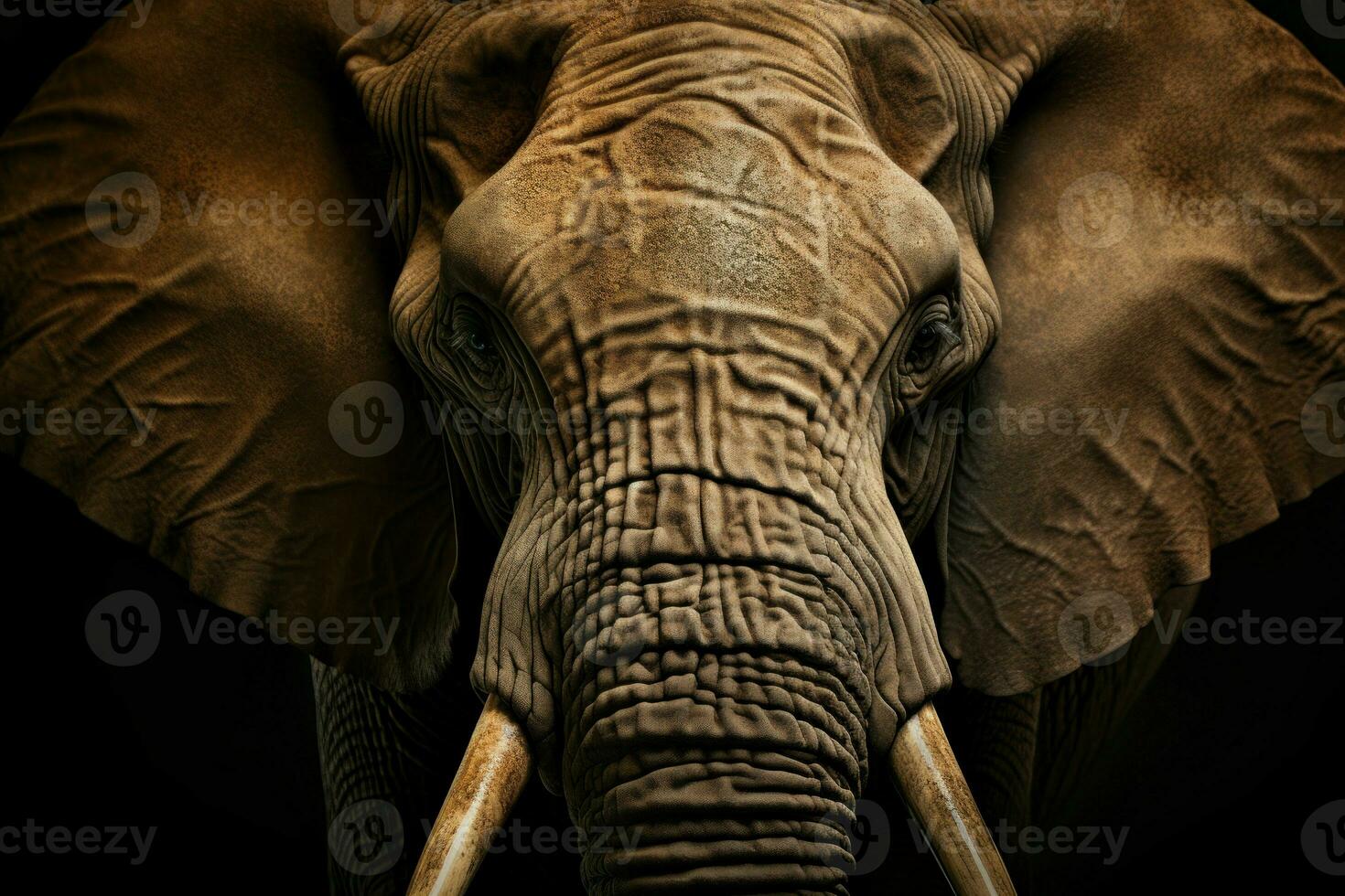 Intricate Colorful elephant head closeup. Generate Ai photo