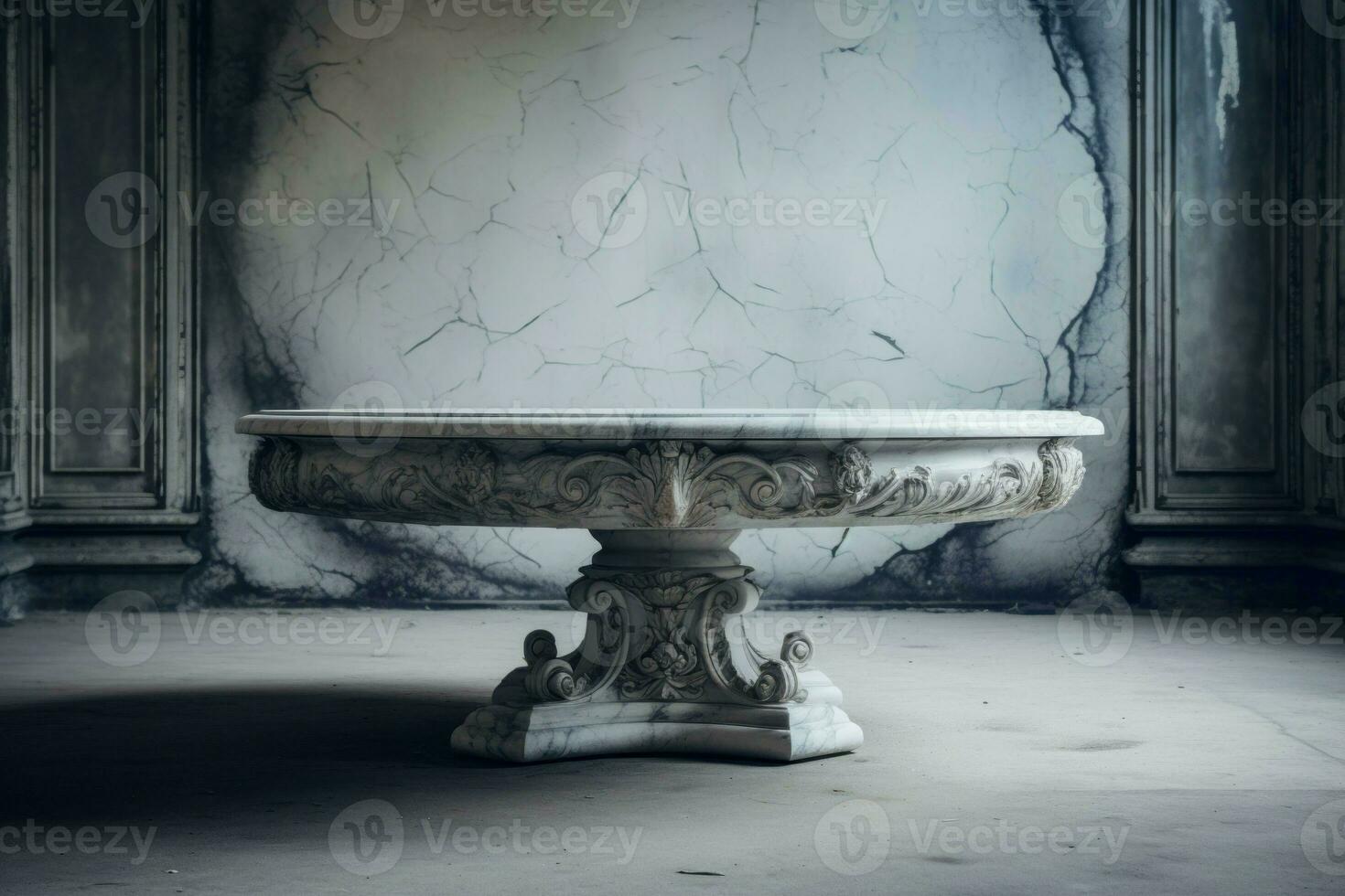 Unoccupied Empty marble table. Generate Ai photo