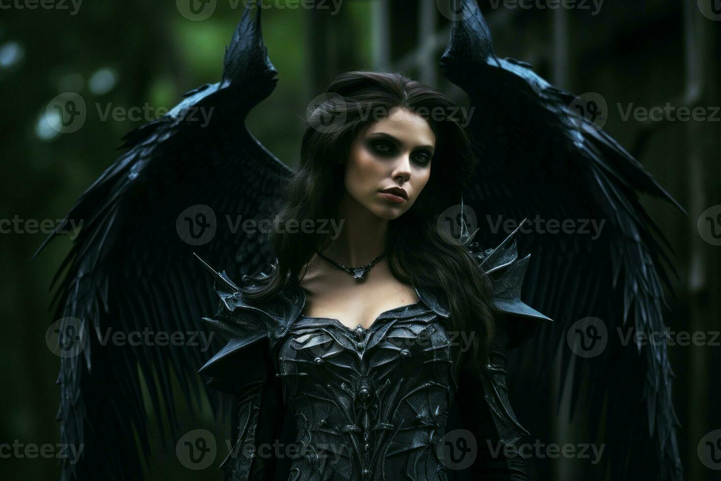 Majestic Dark wings. Generate Ai photo