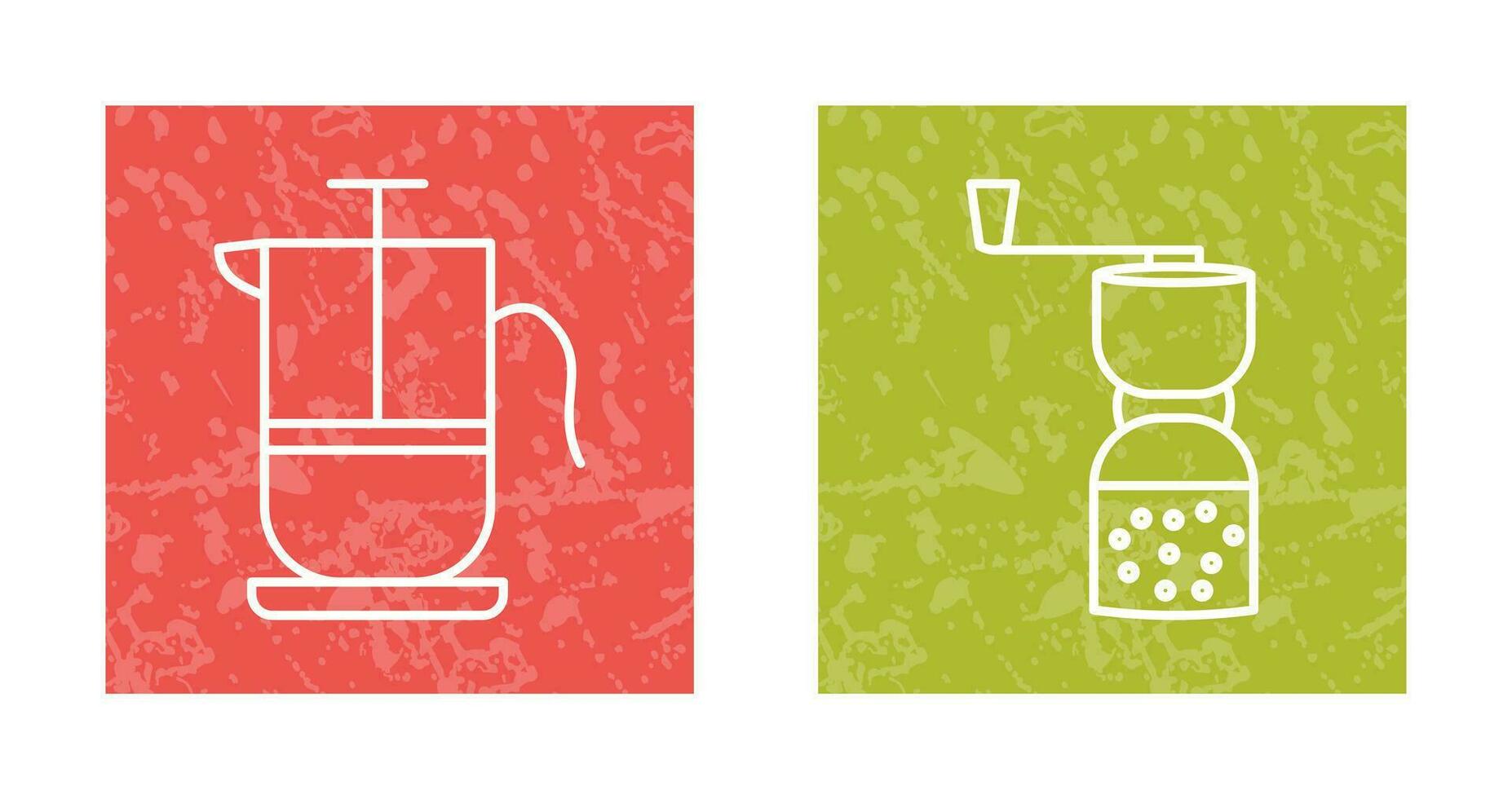 french press and coffee grinder  Icon vector