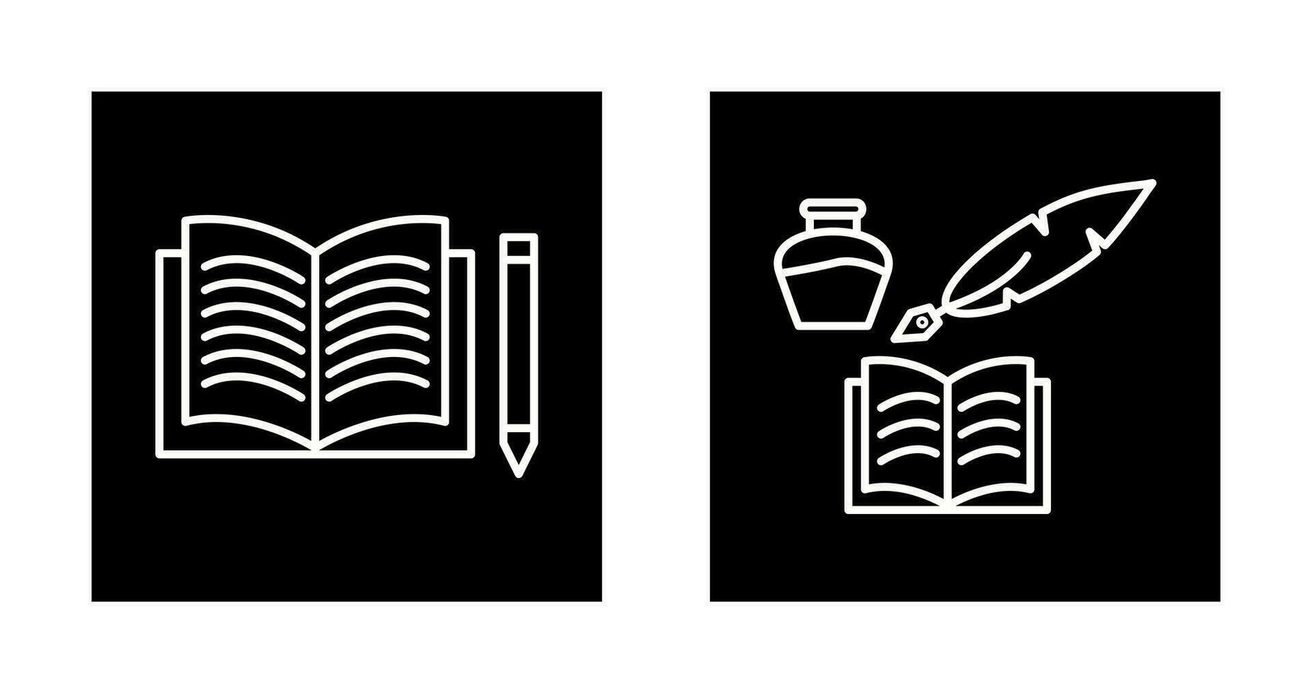 Pencil and Book and Quilland Book Icon vector
