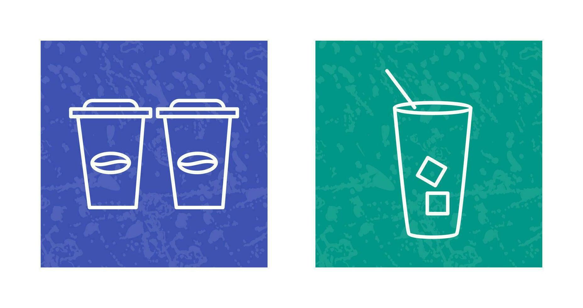 two coffees and Iced Coffee Icon vector