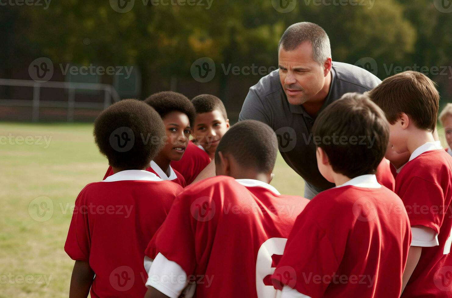 Sport coach for children sport football. Generate ai photo
