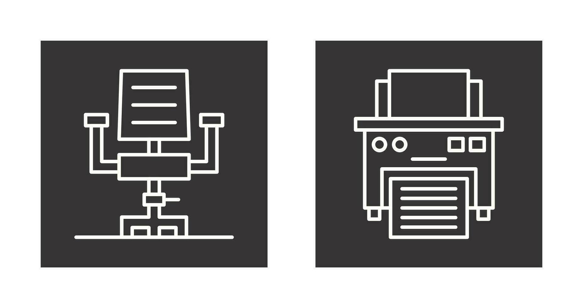 Desk Chair and Printer Icon vector