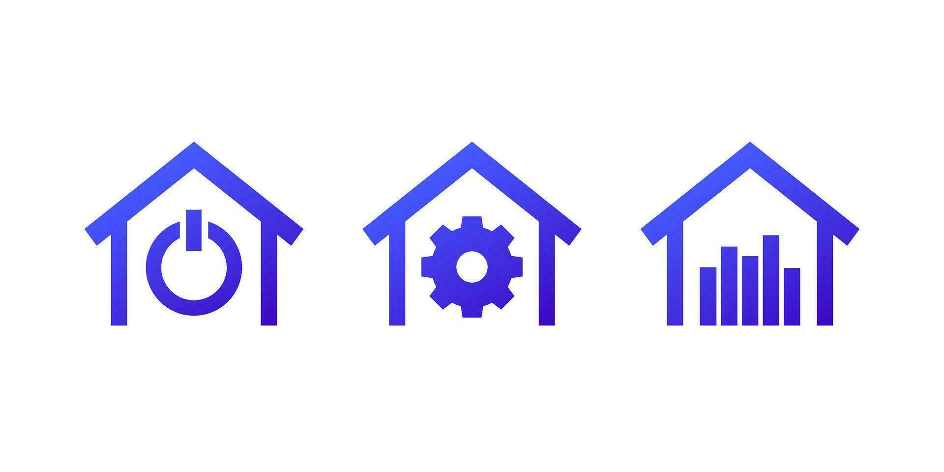 Smart home icons with a house, vector