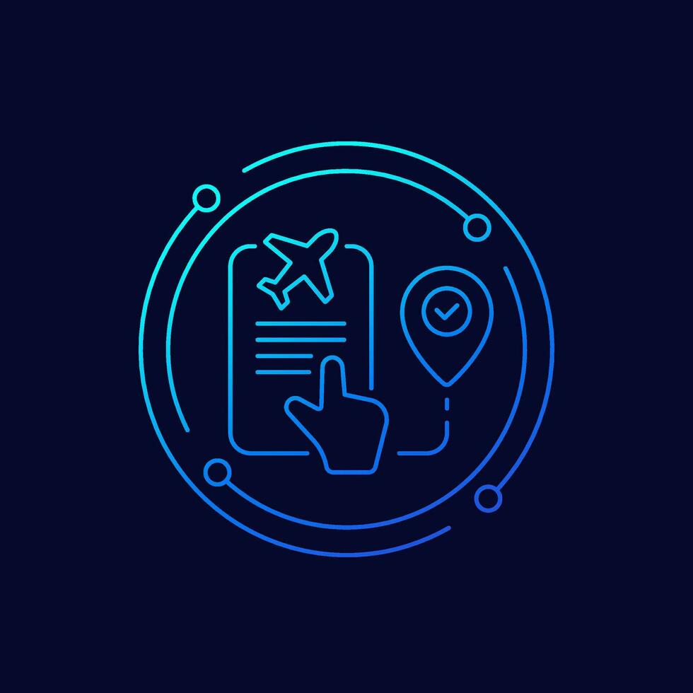 flight booking icon, linear design vector