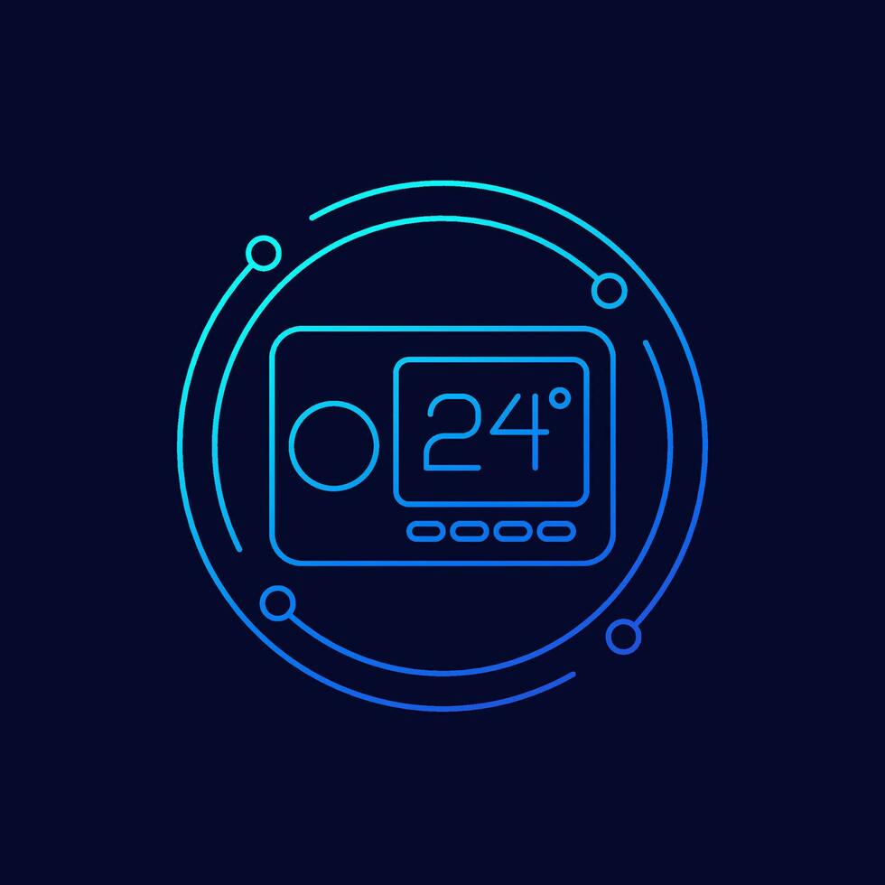 digital thermostat icon, linear design vector