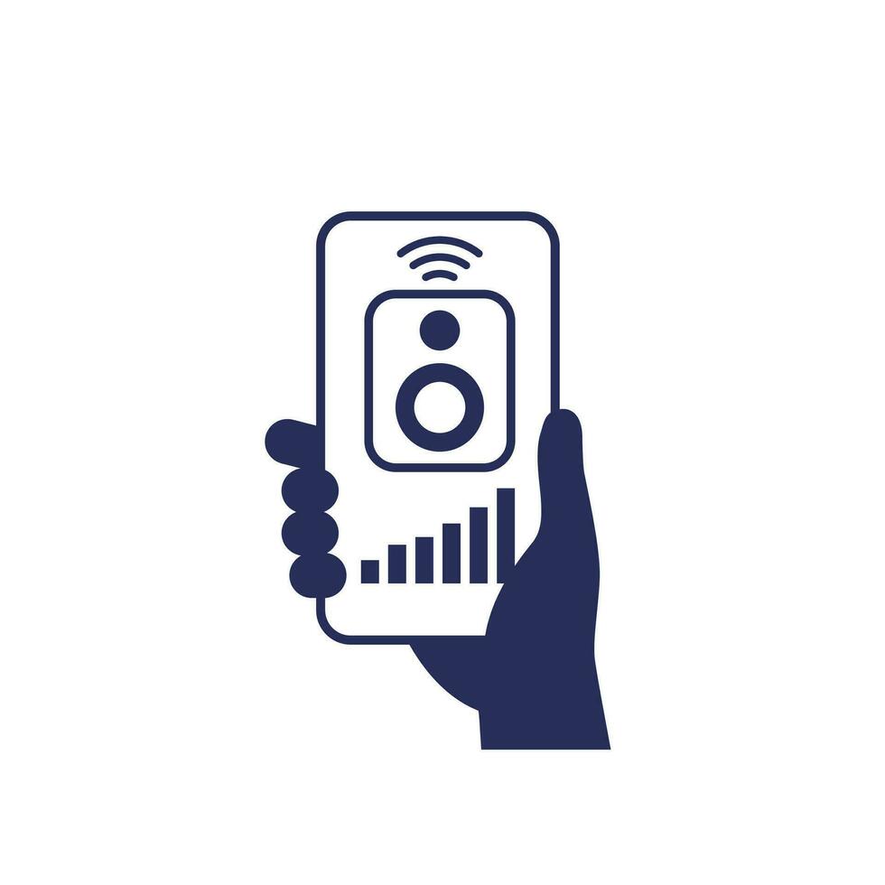 Smart speaker control with a phone icon vector