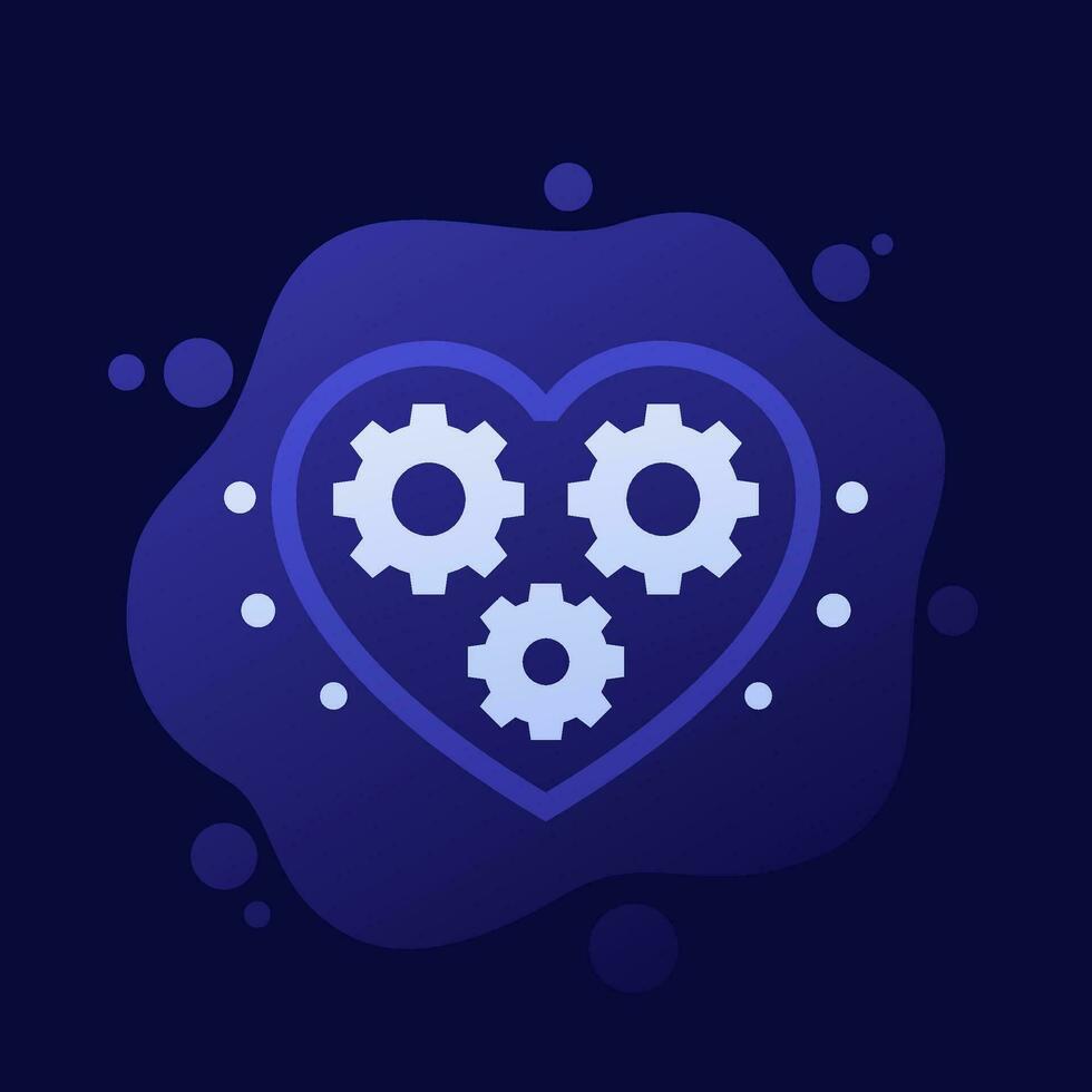 biotechnology icon with heart and gears, vector design