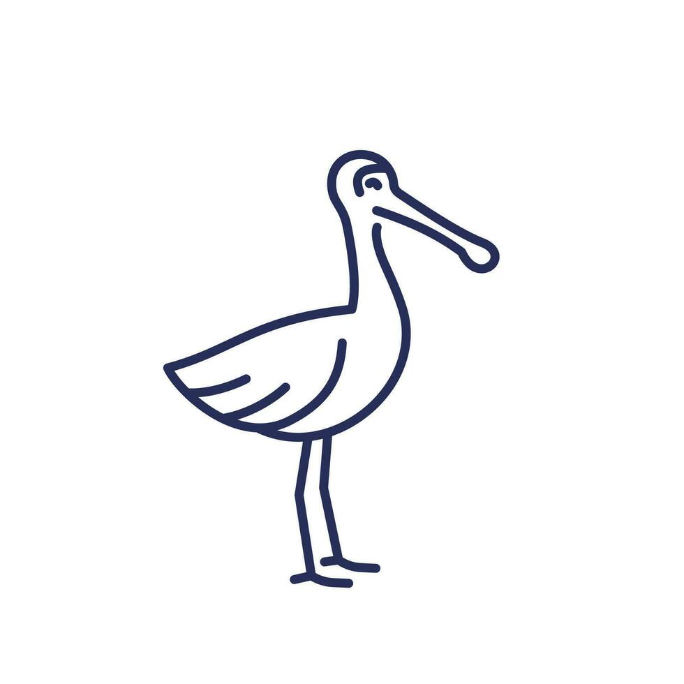 spoonbill line icon on white vector