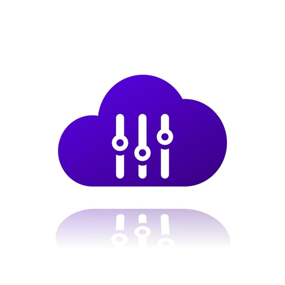 Cloud settings icon, hosting configuration vector