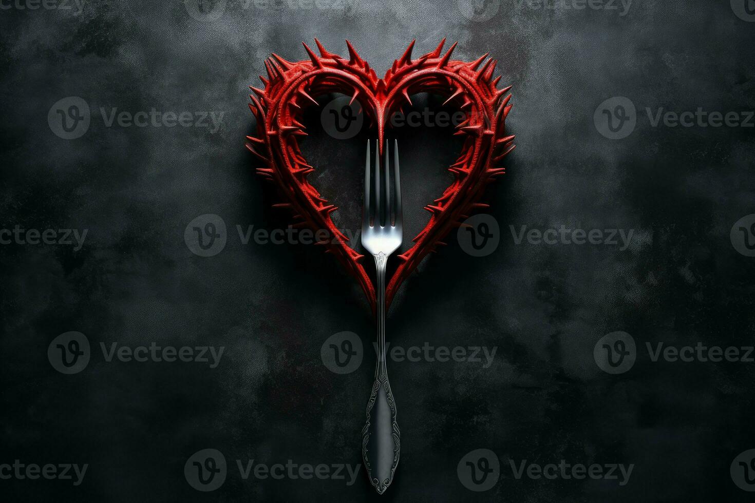 encantador tenedores corazón enamorado plato. generar ai foto
