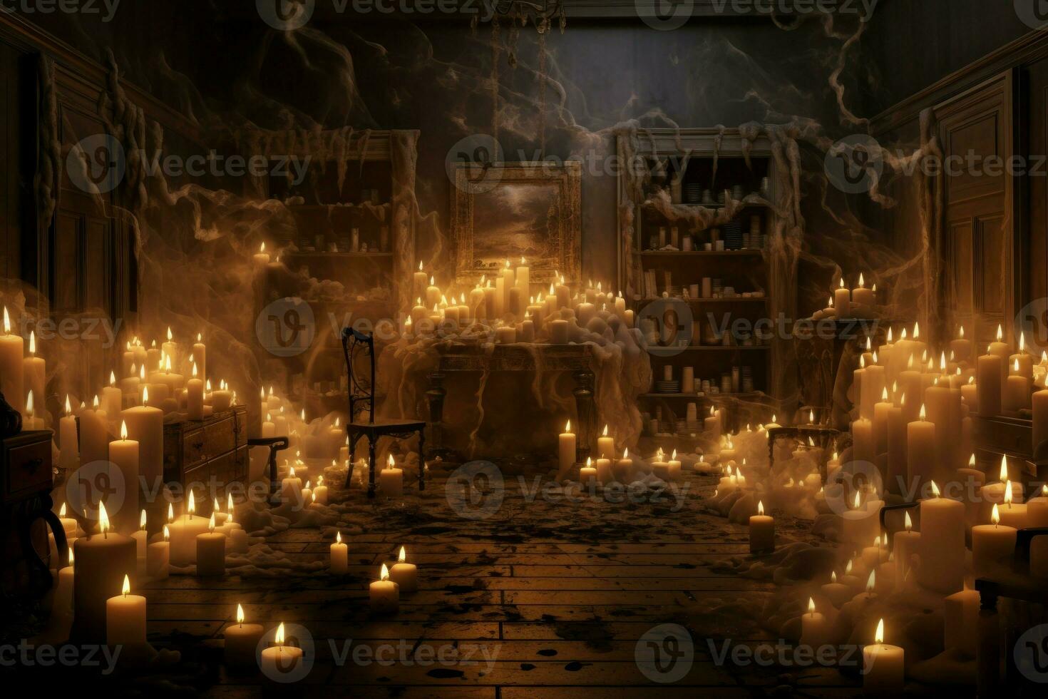 Luminescent Burning candles. Generate Ai photo