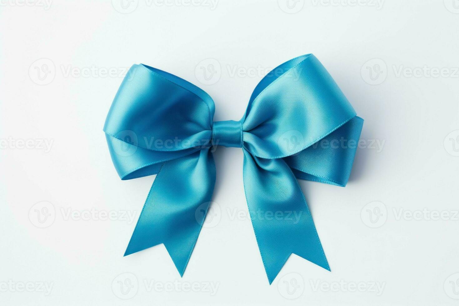 Delicate Blue ribbon bow. Generate Ai photo