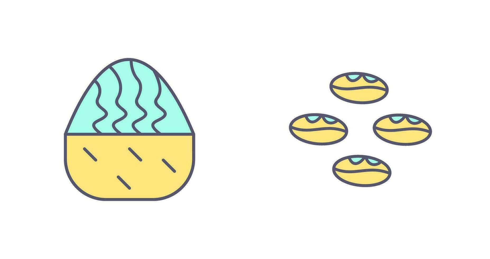 cream muffin and coffee beans  Icon vector