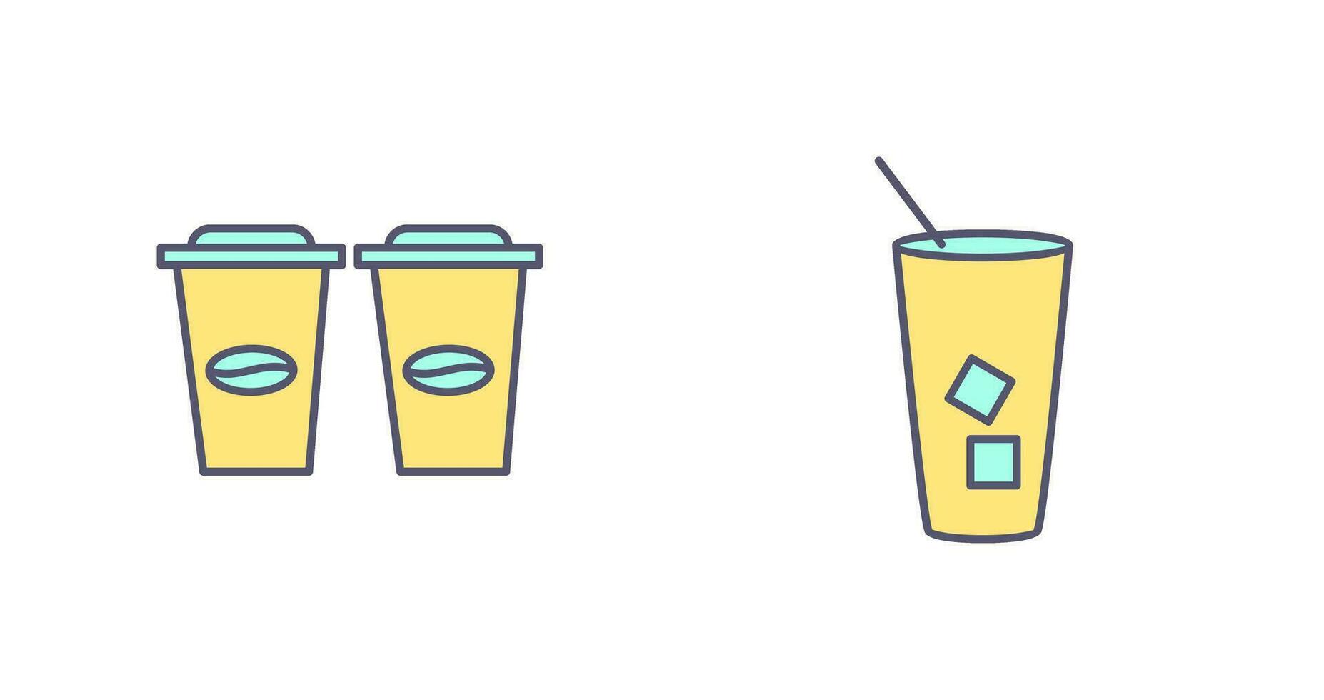 two coffees and Iced Coffee Icon vector