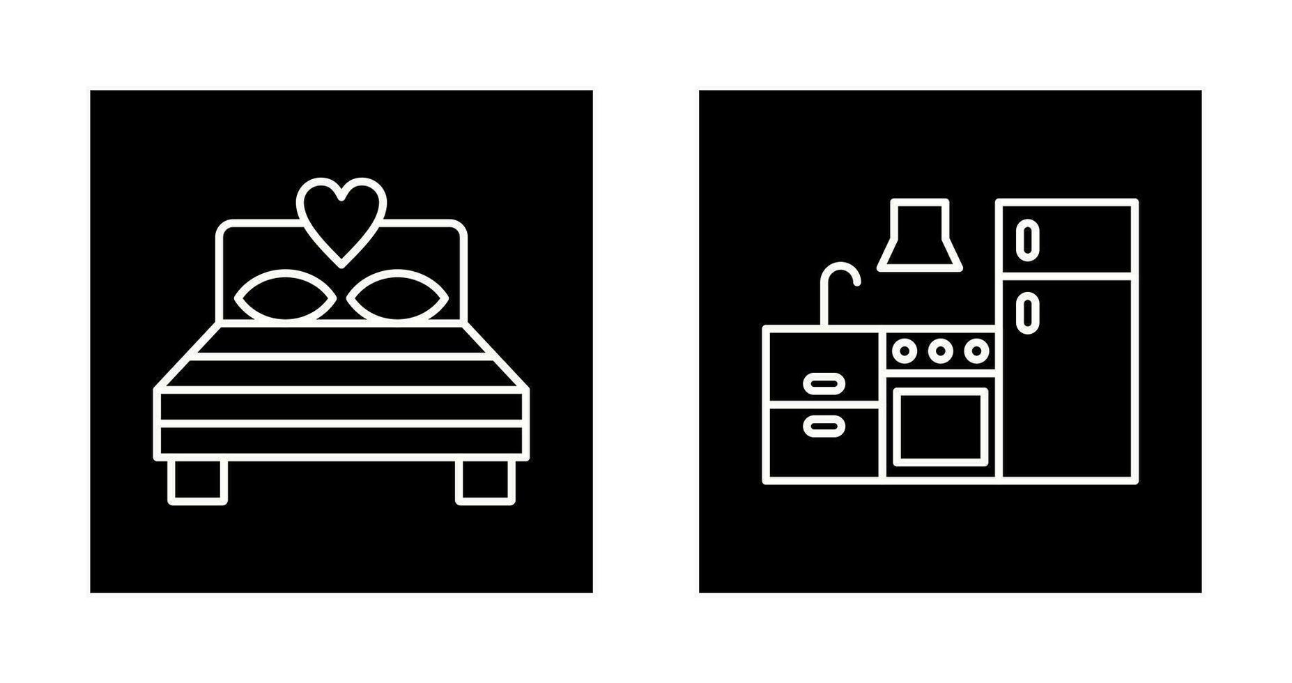 Bedroom and Kitchen Icon vector
