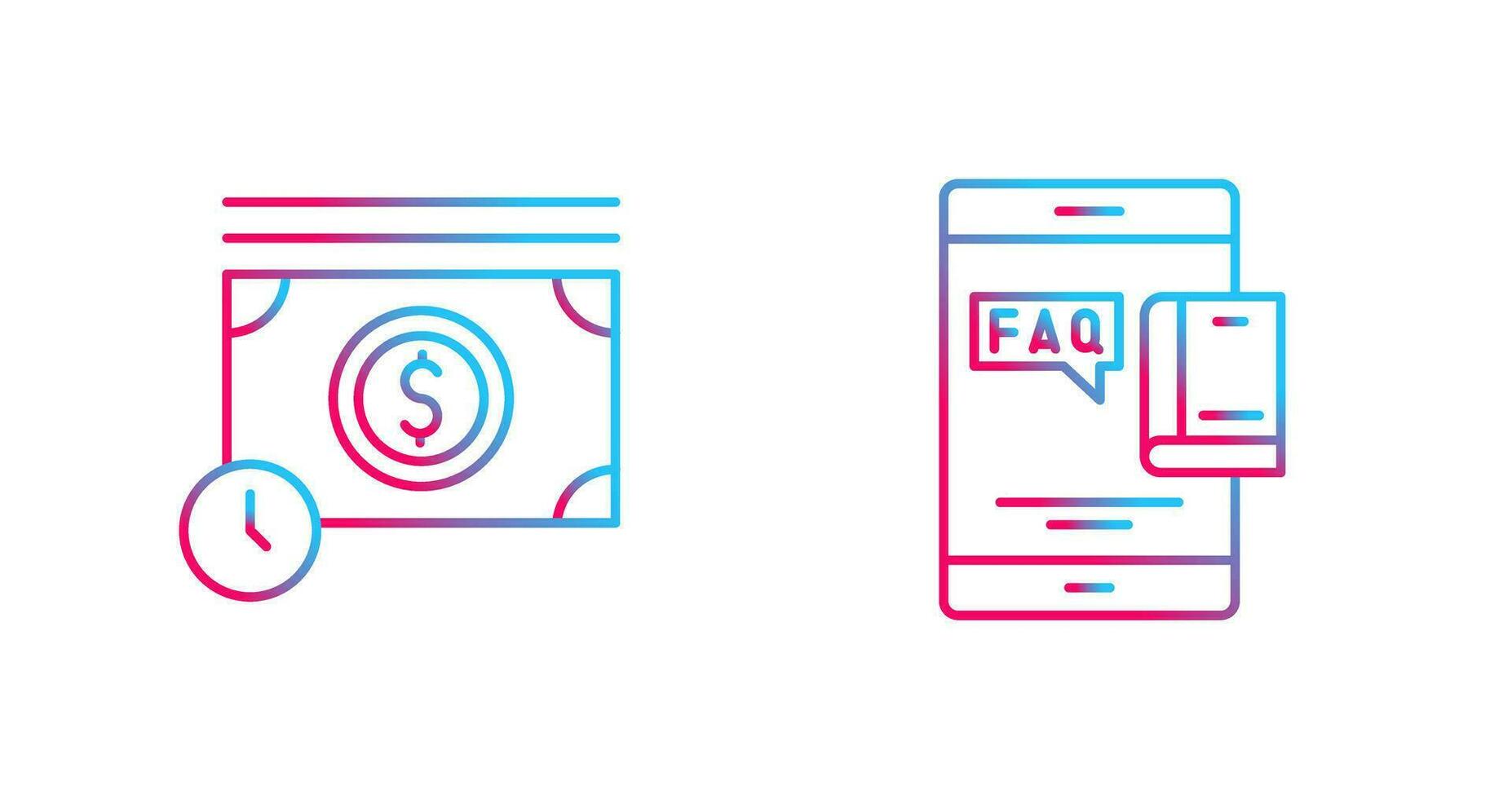 Time is Mony and Faq Icon vector