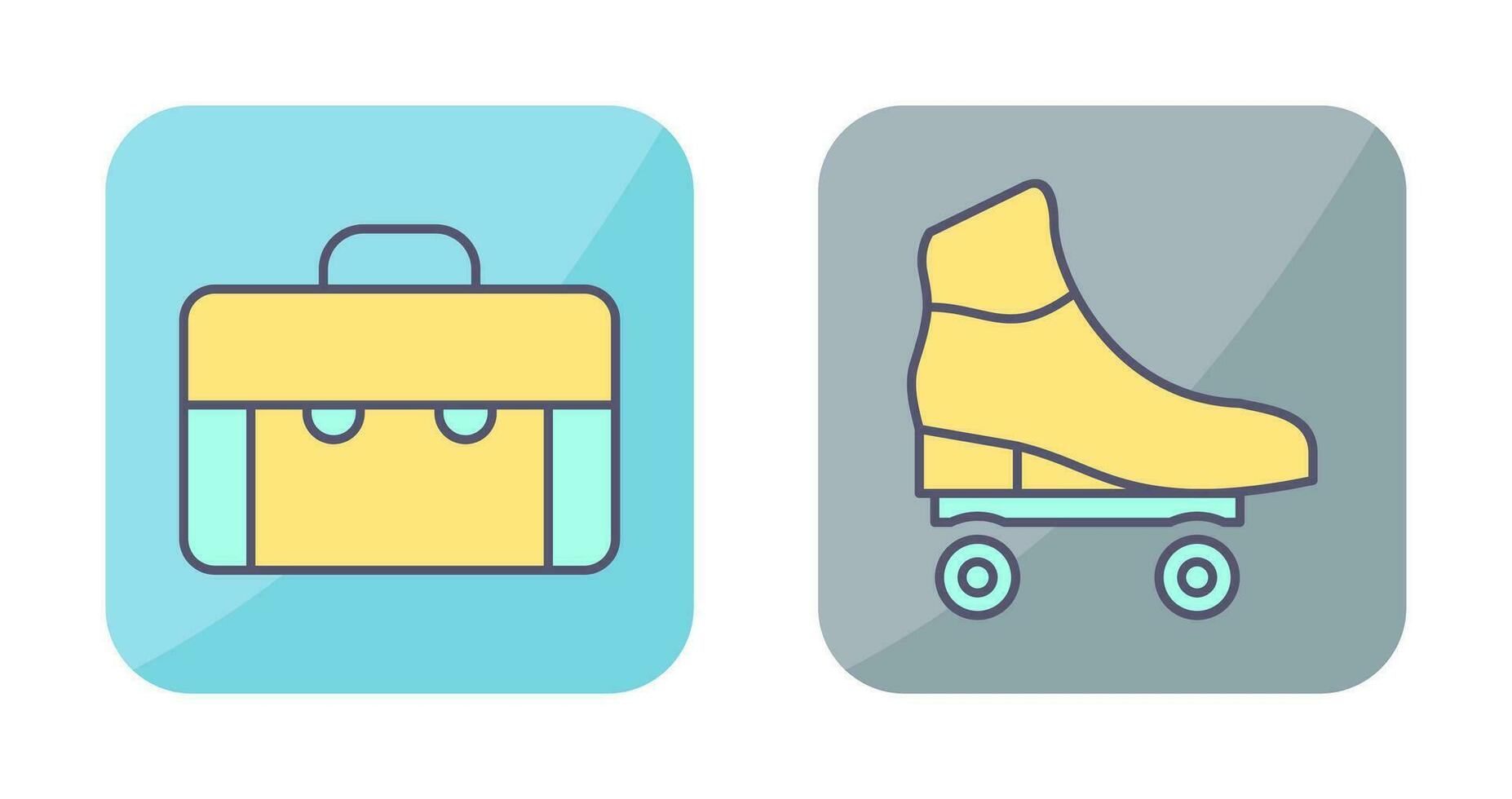 maleta y patines icono vector