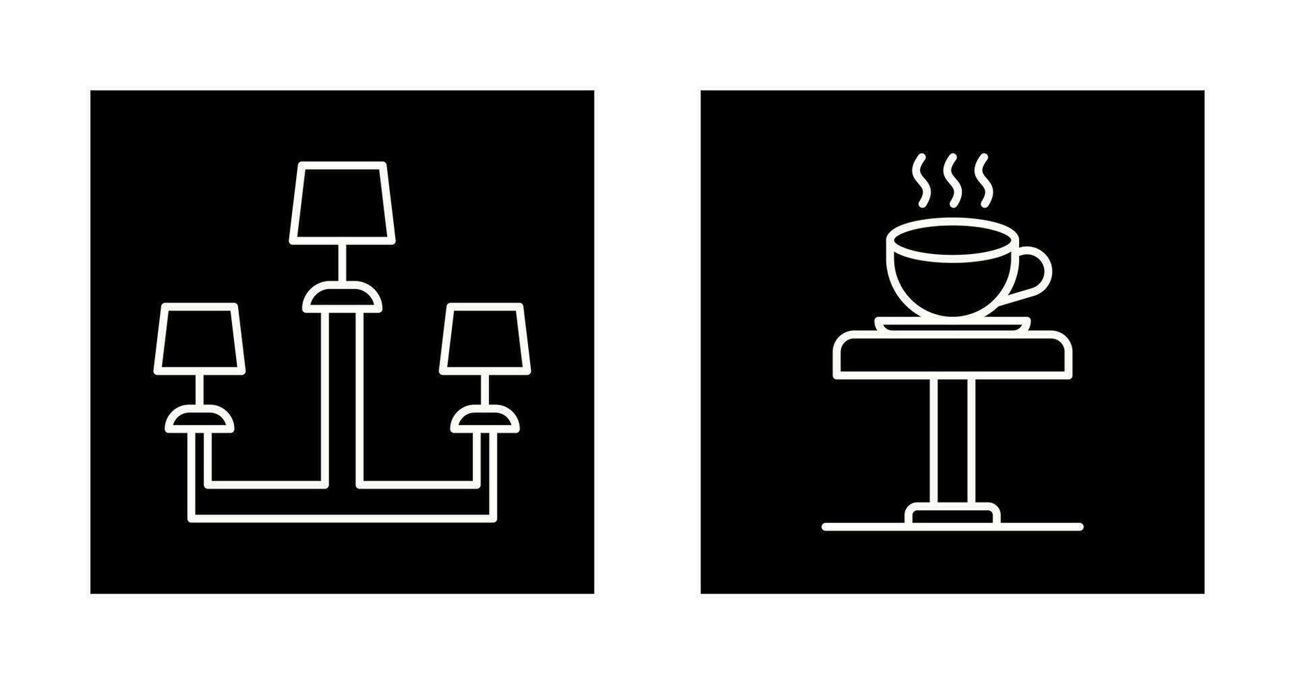 lámpara y café mesa icono vector