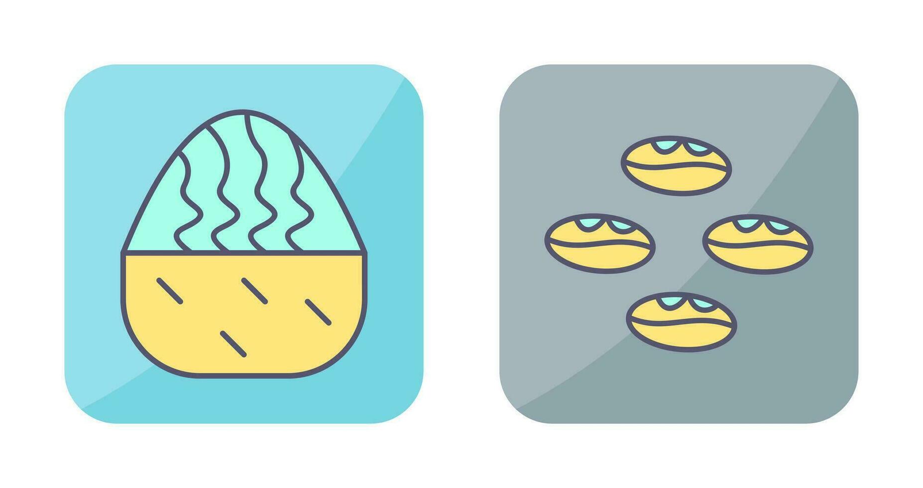 cream muffin and coffee beans  Icon vector