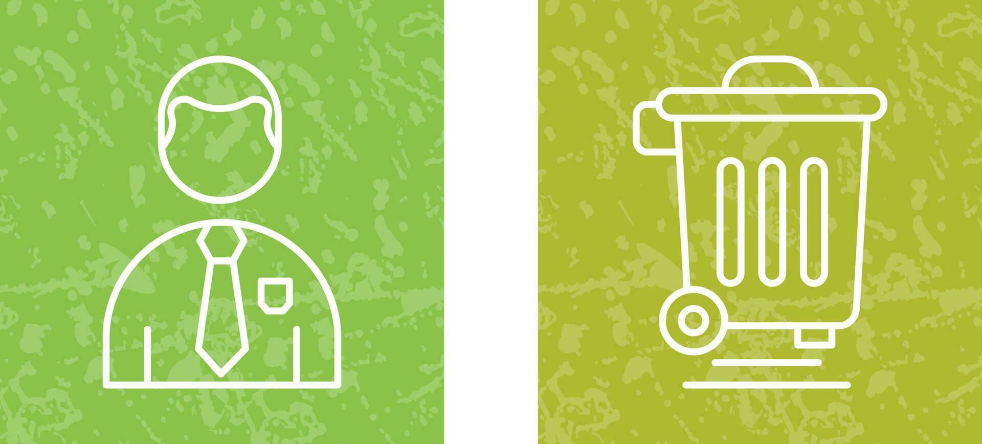 Employee and Dustbin Icon vector