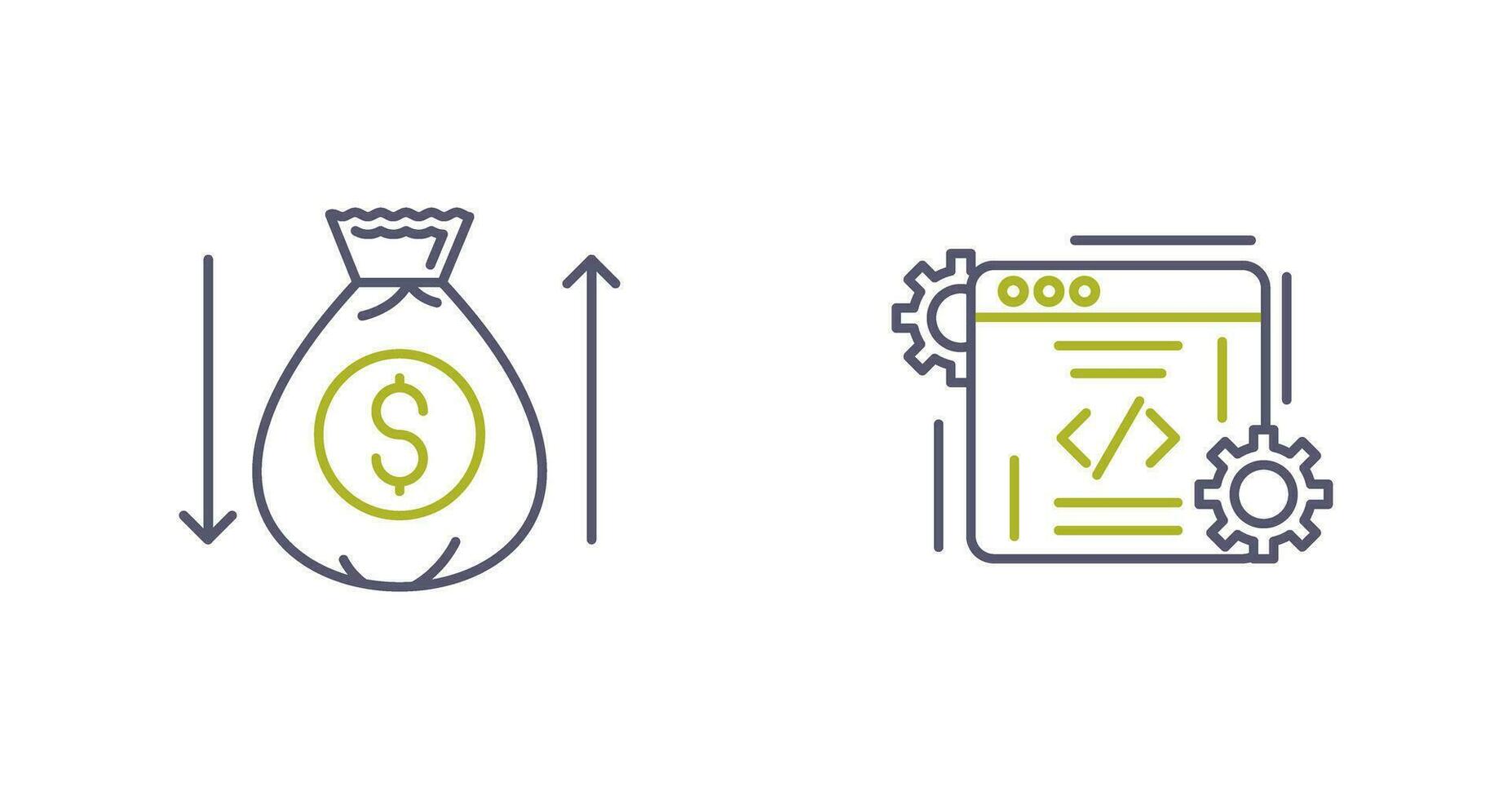 Money Bag and Coding Icon vector