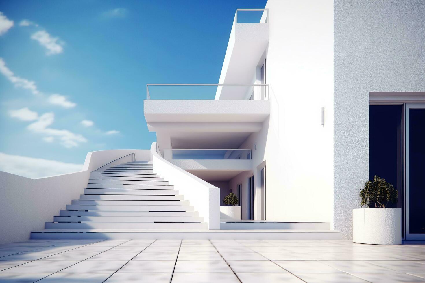 Perspective of modern house with swimming pool AI Generated photo