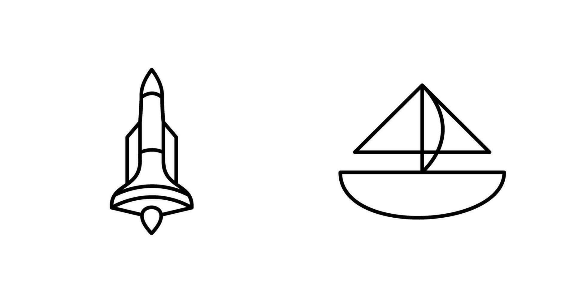 cohete y pequeño yate icono vector