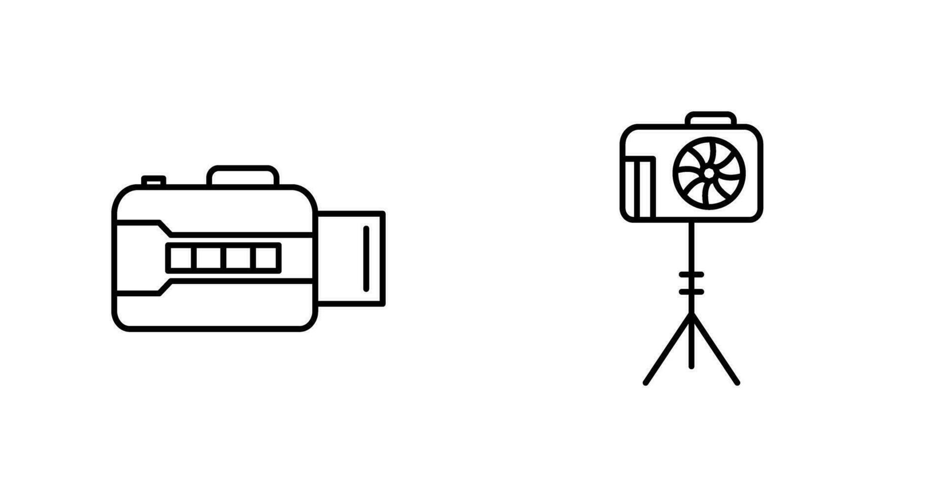 open camera and camera stand  Icon vector