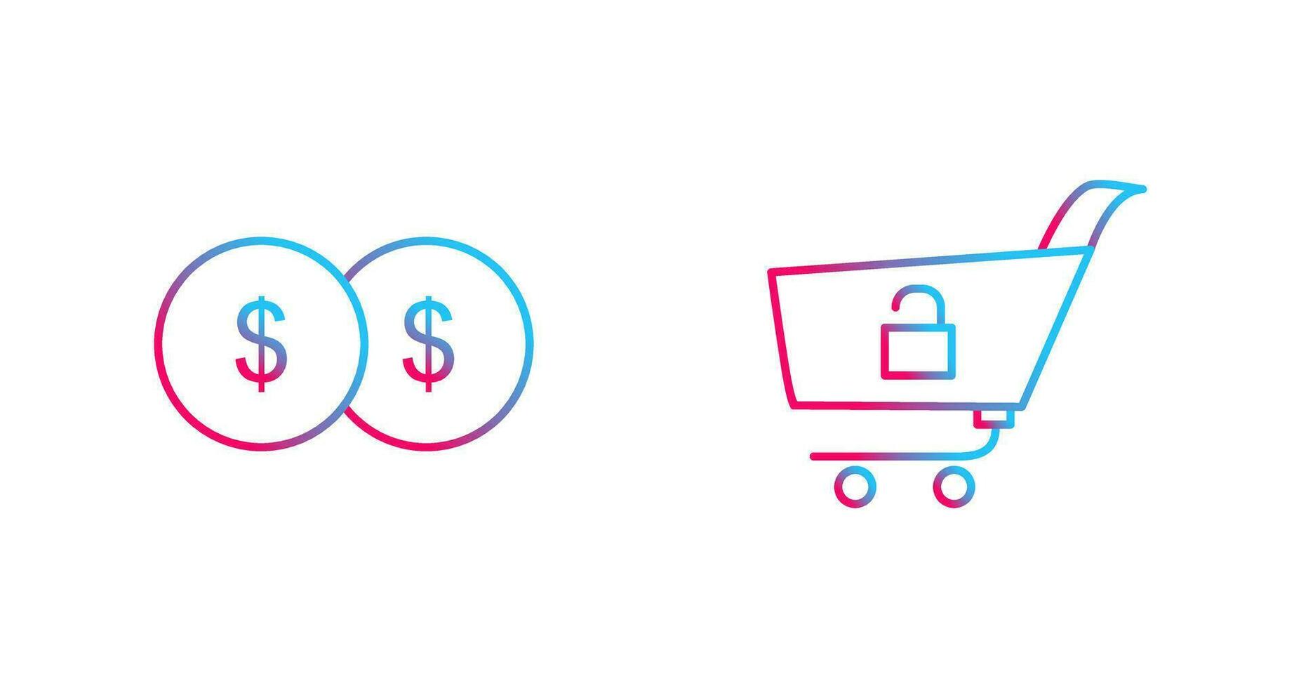 coins and unlock cart Icon vector
