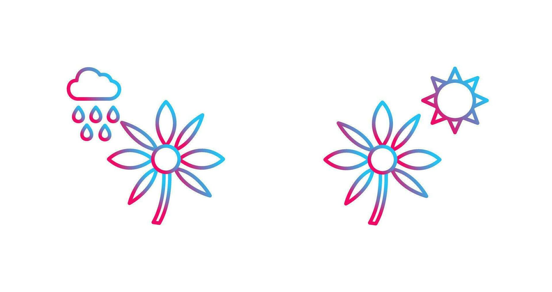 flor con lluvia y flor icono vector