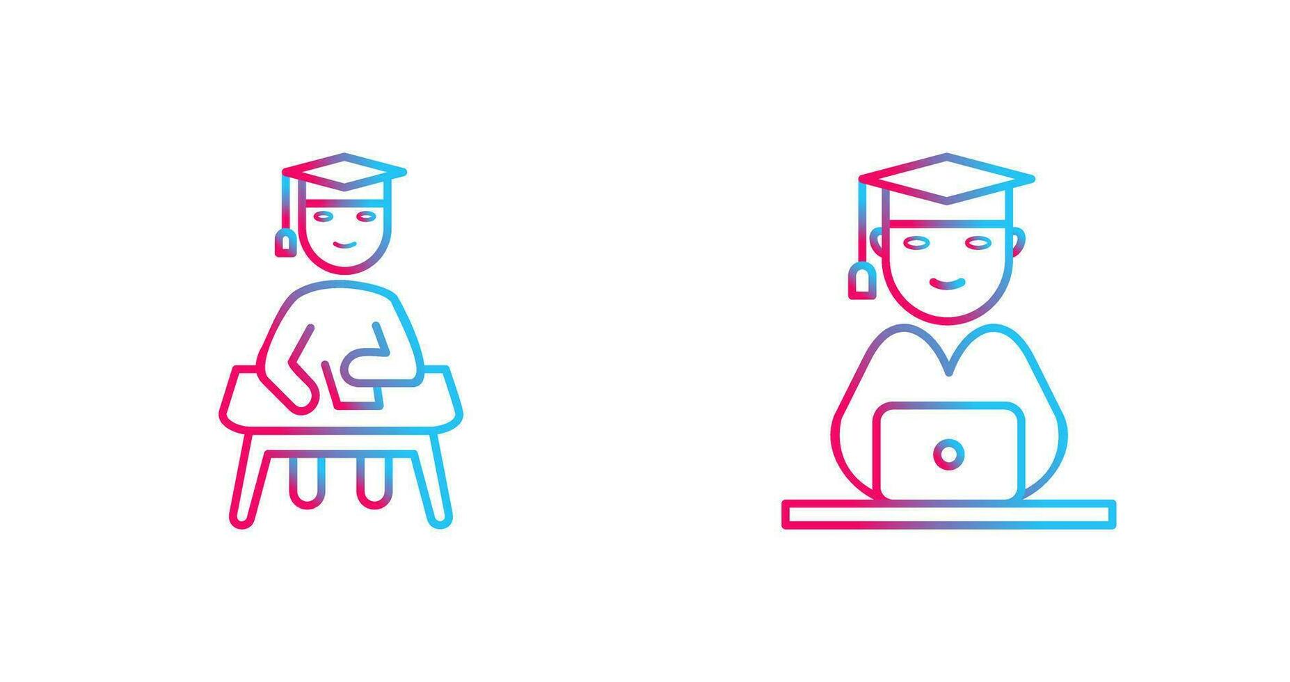 Studying on Desk and Student on Laptop Icon vector