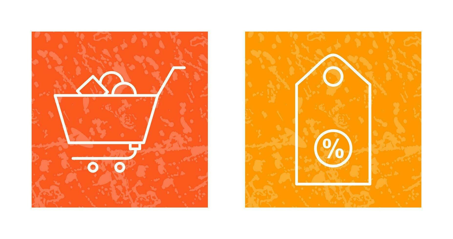 compras carro y descuento etiqueta icono vector