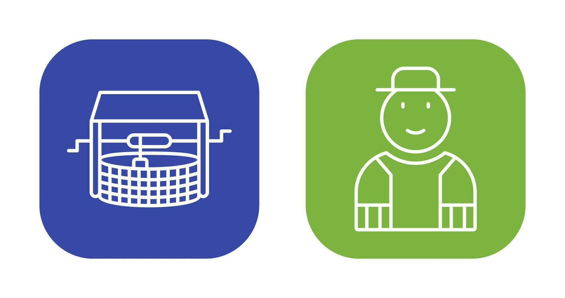 Watwer Well and Gardener Icon vector