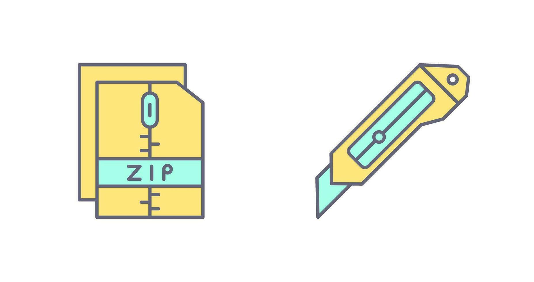 Cutter and Zip File Icon vector