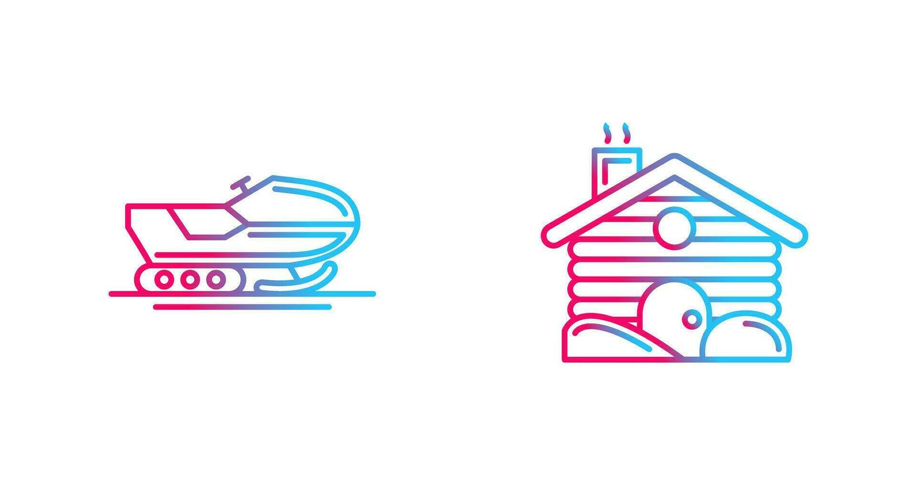 Snowmobile and Cabin Icon vector