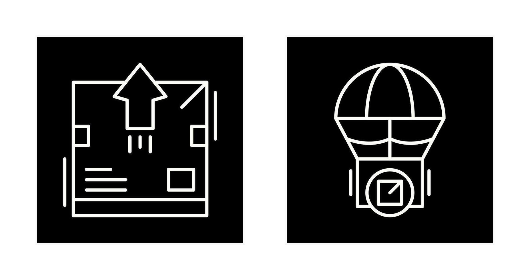 delivery box and parachute Icon vector