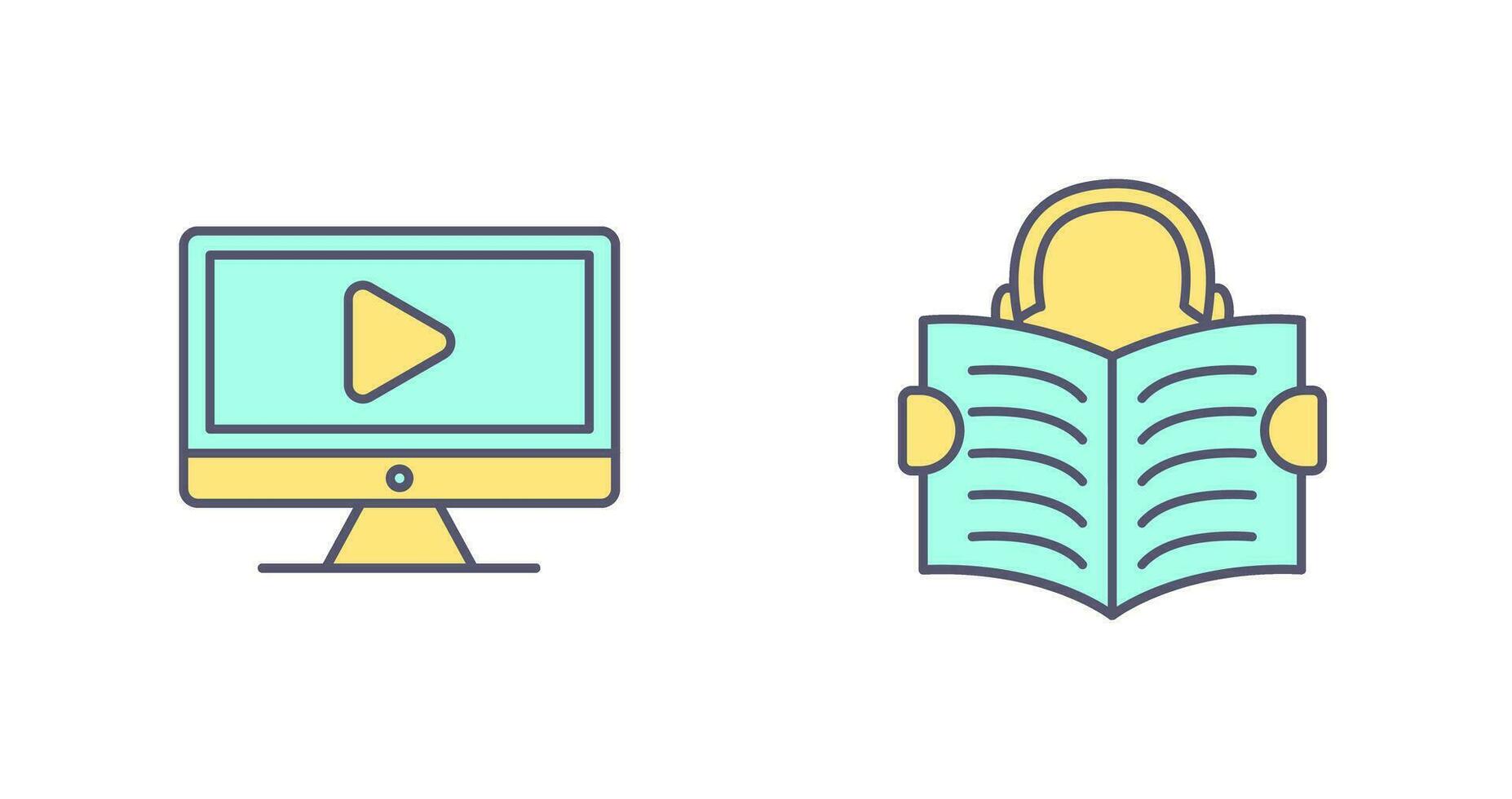Video Lesson and Reading Icon vector